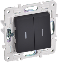 SKANDY Выключатель 2-клавишный проходной с индикацией 10А SK-V10G графит IEK