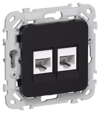 FLITE Розетка 2-местная компьютерная RJ45 категория 6 UTP РК6-2-0-ФлЧ черный IEK