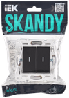 SKANDY Выключатель 2-клавишный проходной с индикацией 10А SK-V10Bl черный IEK1