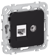 FLITE Розетка 2-местная RJ45/TV категория 5Е UTP РКТВ5е-2-0-ФлЧ черный IEK