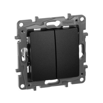 ETIKA Переключатель 2-клавишный схема 6/2 10АХ безвинтовые зажимы антрацит