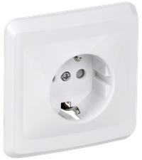 VEGA Розетка 1-местная с заземлением с защитными шторками 16А РСш10-3-ВБ белый GENERICA