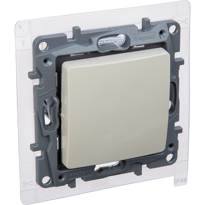 ETIKA Переключатель 1-клавишный схема 6 10АХ IP44 безвинтовые зажимы слоновая кость