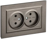 BRITE 2-gang socket without earthing with protective shutters 10A, complete RSsh12-2-BrTB dark bronze IEK