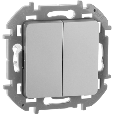 INSPIRIA Выключатель 2-клавишный схема 5 10АХ безвинтовые зажимы алюминий