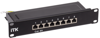 ITK 1U патч-панель кат.6A STP 8 портов 10" (Dual IDC)
