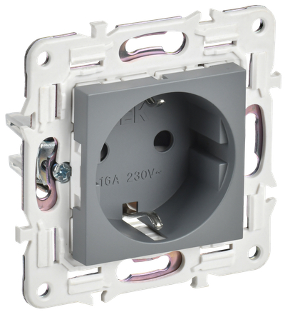 SKANDY Розетка с заземлением с защитными шторками 16А безвинтовое крепление SK-R06Gr серый IEK