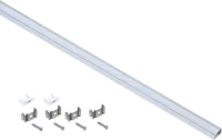 Профиль алюминиевый для светодиодной ленты 1607 накладной прямоугольный 2м с комплектом аксессуаров (опал) IEK