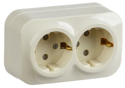 RSSh22-3-XK Double socket with grounding contact with protective shutter 16A open installation GLORY (cream) IEK