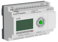 Micro PLC ONI. Expandable version. With built-in screen. 16 discrete inputs (4 as 0-20mA, 8 as 0-10V, 4 up to 60kHz), 2 transistor outputs up to 10kHz, 8 relay outputs. RTC. SD card. 2xRS485. ethernet. Supply voltage 24V DC