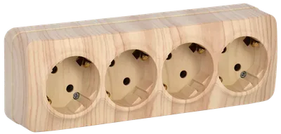RS24-3-XC Quadruple socket with grounding contact 16A with opening installation GLORY (pine) IEK