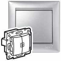 VALENA DIY Выключатель 2-клавишный с подсветкой схема 5L 10А безвинтовое крепление алюминий