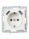 BRITE Socket outlet 1-gang with earthing with protective shutters 16A with USB A+A 5V 3.1A RYUSH10-2-BRJ pearl IEK1