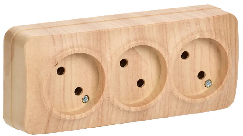 RS23-2-XC Triple socket without grounding contact 16A with opening installation GLORY (pine) IEK