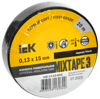 MIXTAPE 3 Изолента 0,13х15мм черная 20м IEK