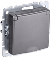 BRITE Розетка 1-местная с заземлением с защитными шторками и крышкой 16А IP44 РСбш10-3-44-БрС сталь IEK0