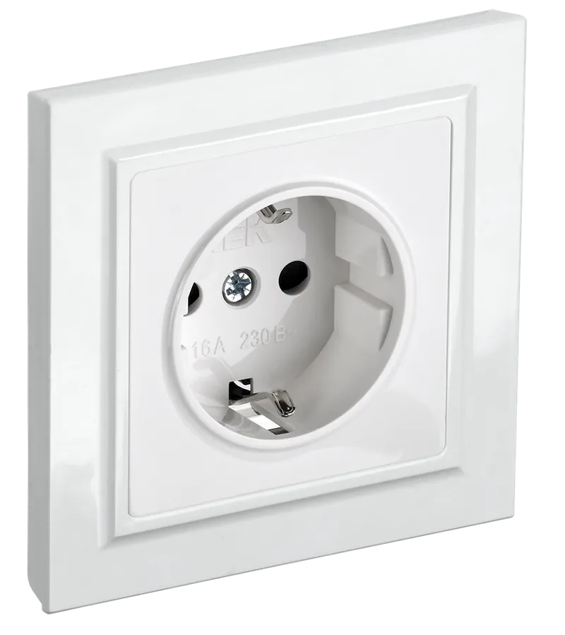 BRITE Socket with ground with shutters 16A with frame PC14-1-0-BrB white IEK