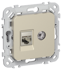 FLITE Розетка 2-местная RJ45/TV категория 5Е STP РКТВ5е-2-1-ФлШ шампань IEK