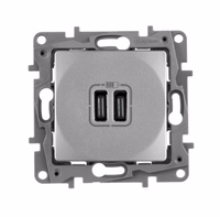 ETIKA Розетка USB C+C 15Вт алюминий