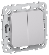FLITE Выключатель 2-клавишный кнопочный проходной 10А ВС62-2-0-ФлА алюминий IEK