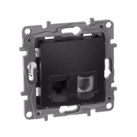 ETIKA Розетка двойная RJ11+RJ45 кат.5E UTP антрацит