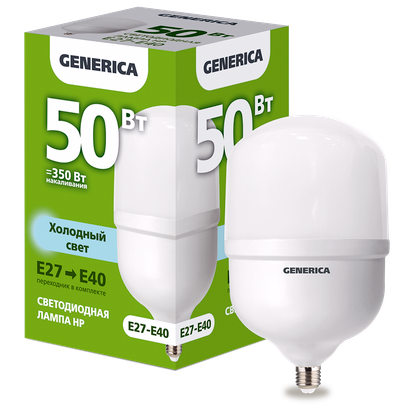 Лампа светодиодная HP 50Вт 230В 6500К E27-E40 GENERICA