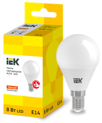 Лампа светодиодная ALFA G45 шар 8Вт 230В 3000К E14 (6шт) IEK