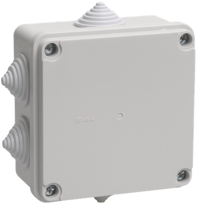 KM41233 pull box for surface installation 100x100x50 mm IP44 (RAL7035, 6 lead-ins)