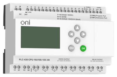 ПЛК 430 Модуль ЦПУ 4 DI 12 UI (0-10 В/DI) 8 RO 2 TO 24В DC с Ethernet портом с экраном ONI