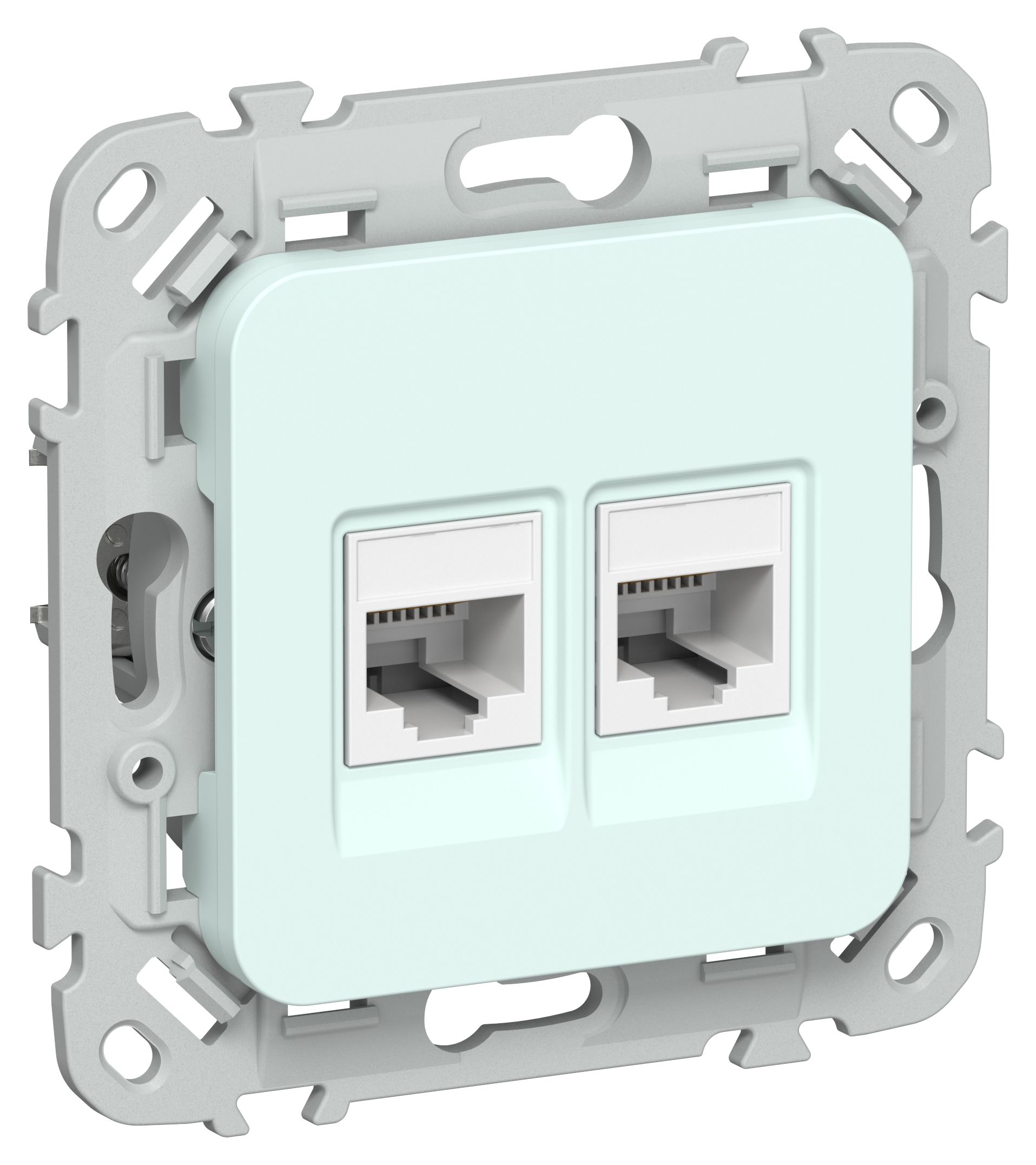 FLITE Розетка 2-местная компьютерная RJ45 категория 5Е UTP РК5е-2-0-ФлХЛ холодный лед IEK