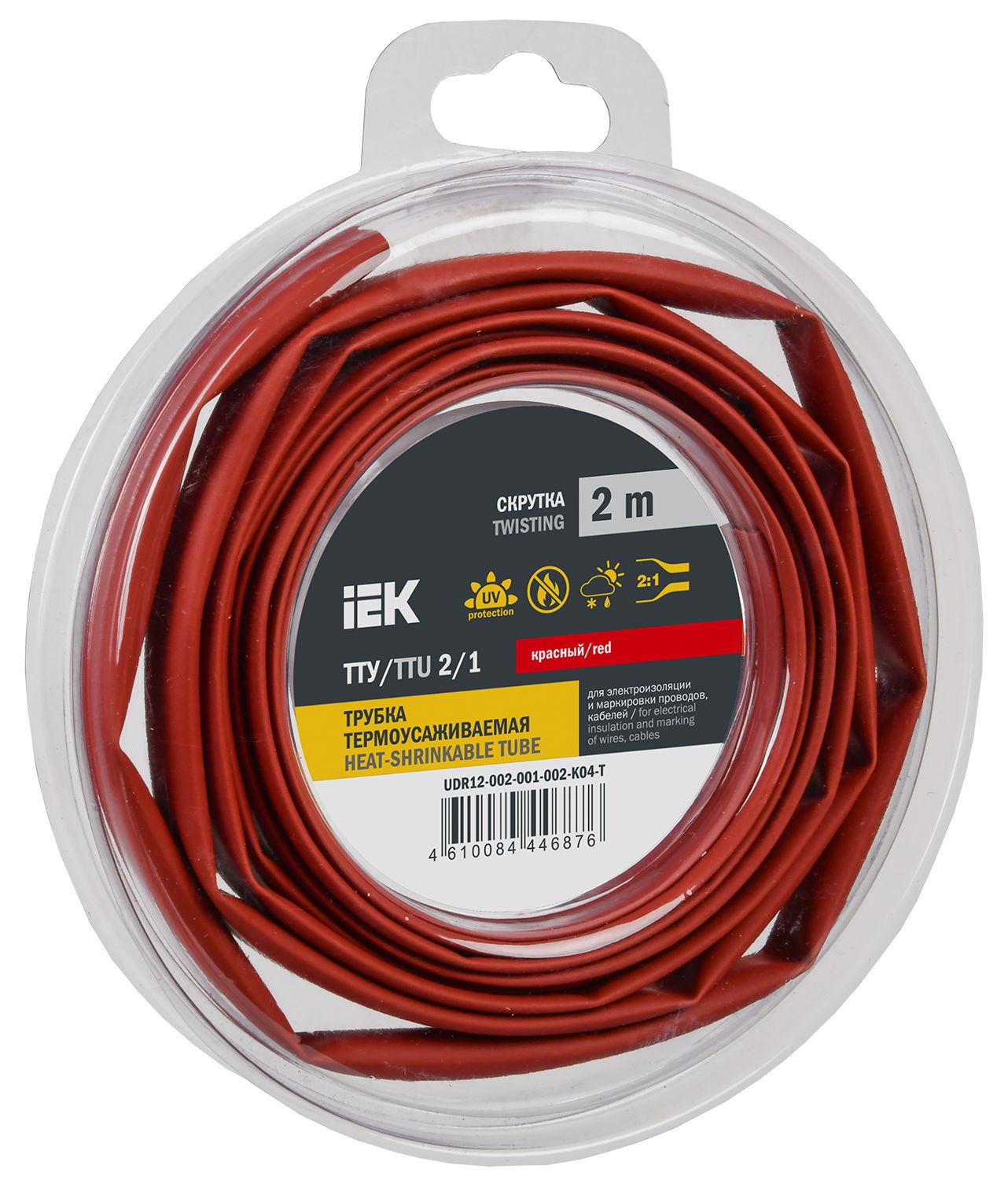 Трубка термоусадочная ТТУ нг-LS 2/1 красная (2м/упак) IEK (UDR12-002-001-002-K04-T)