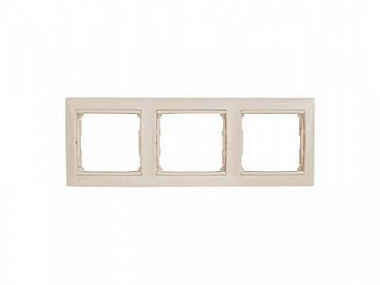 VALENA DIY Рамка 3-местная слоновая кость (золотой штрих)