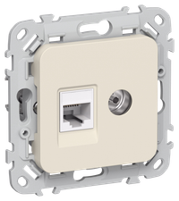 FLITE Розетка 2-местная RJ45/TV категория 5Е UTP РКТВ5е-2-0-ФлСл сливочный IEK