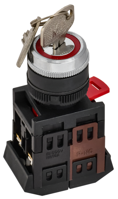 Переключатель АKS-22 черный с ключом на 2 положения I-O NO+NC GENERICA