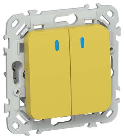 FLITE Выключатель 2-клавишный с индикацией 10А ВС12-1-1-ФлЖК желтый карри IEK