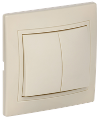 KVARTA Выключатель 2-клавишный 10А кер. ВС10-2-0-Км кремовый GENERICA