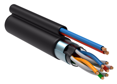 ITK Витая пара F/UTP кат.5E 4х2х24AWG solid LDPE + кабель питания 2х0,75мм2 305м черный