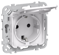 FLITE Розетка с заземлением с защитными шторками и крышкой безвинтовое крепление 16А IP44 РСшкр11-1-44-ФлБ белый IEK
