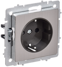BRITE Розетка 1-местная с заземлением без защитных шторок 16А РС11-1-0-БрГН металл хром/никель IEK