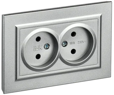 BRITE 2-gang socket without earthing without protective shutters 10A, complete RS12-2-BrA aluminum IEK