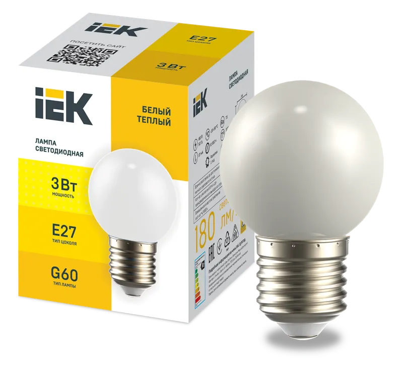 LIGHTING LED decorative lamp G60 ball 3W 230V warm white E27 IEK