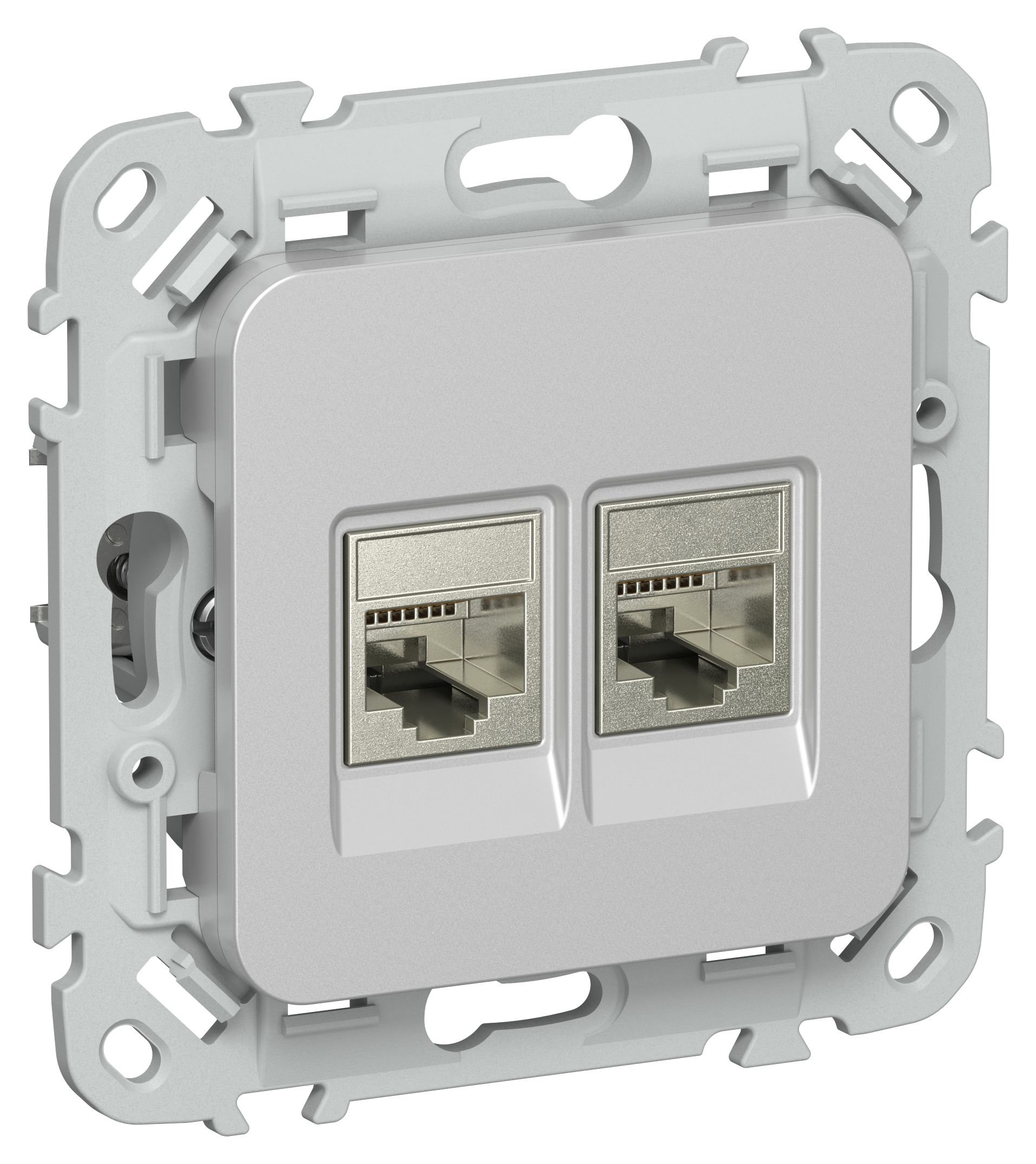 FLITE Розетка 2-местная компьютерная RJ45 категория 6 STP РК6-2-1-ФлА алюминий IEK
