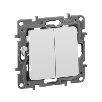 ETIKA Переключатель 2-клавишный схема 6/2 10АХ безвинтовые зажимы белый