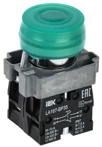 Кнопка управления LA167-BP35 d=22мм 1з+1р зеленая IEK