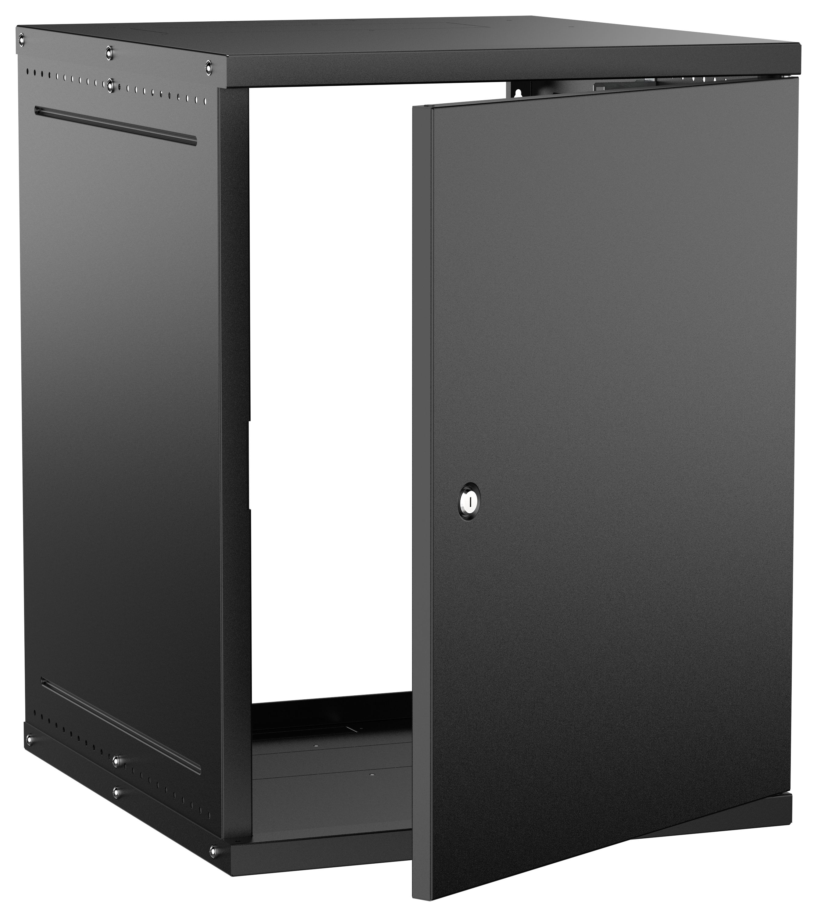 Шкаф настенный 19" 15U 600х650мм металлическая дверь черный GENERICA (LWE5-15U67-MF-G)