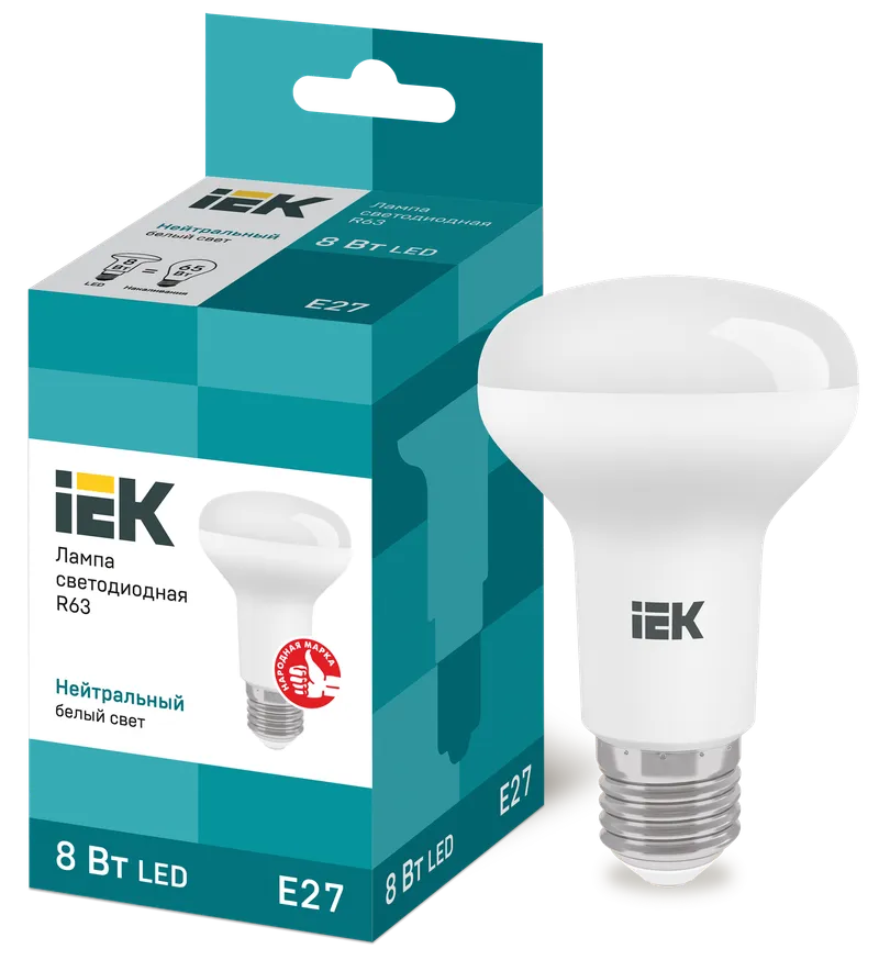 LED lamp R63 reflector 8W 230V 4000k E27 IEK