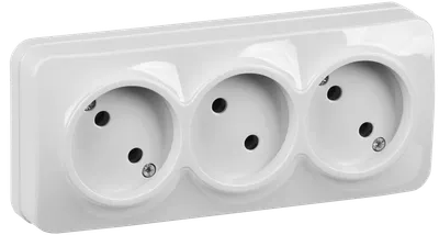 RS23-2-XB Triple socket without grounding contact 16A with opening installation GLORY (white) IEK