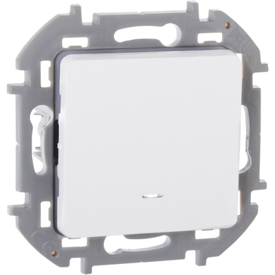 INSPIRIA Выключатель 1-клавишный с подсветкой/индикацией схема 1L 10АХ безвинтовые зажимы белый