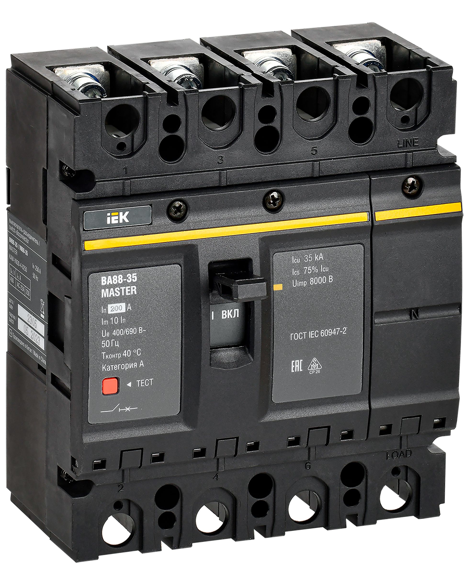 Выключатель автоматический ВА88-35 4P 200А 35кА MASTER IEK