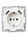 BRITE Socket outlet 1-gang with earthing with protective shutters 16A with USB A+A 5V 2.1A RYUSH10-1-BrZh pearl IEK1